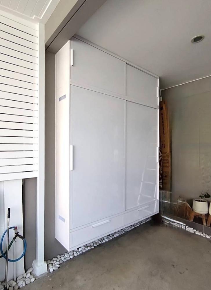 ตู้รองเท้าตู้เก็บของ บานเลื่อนสีขาว