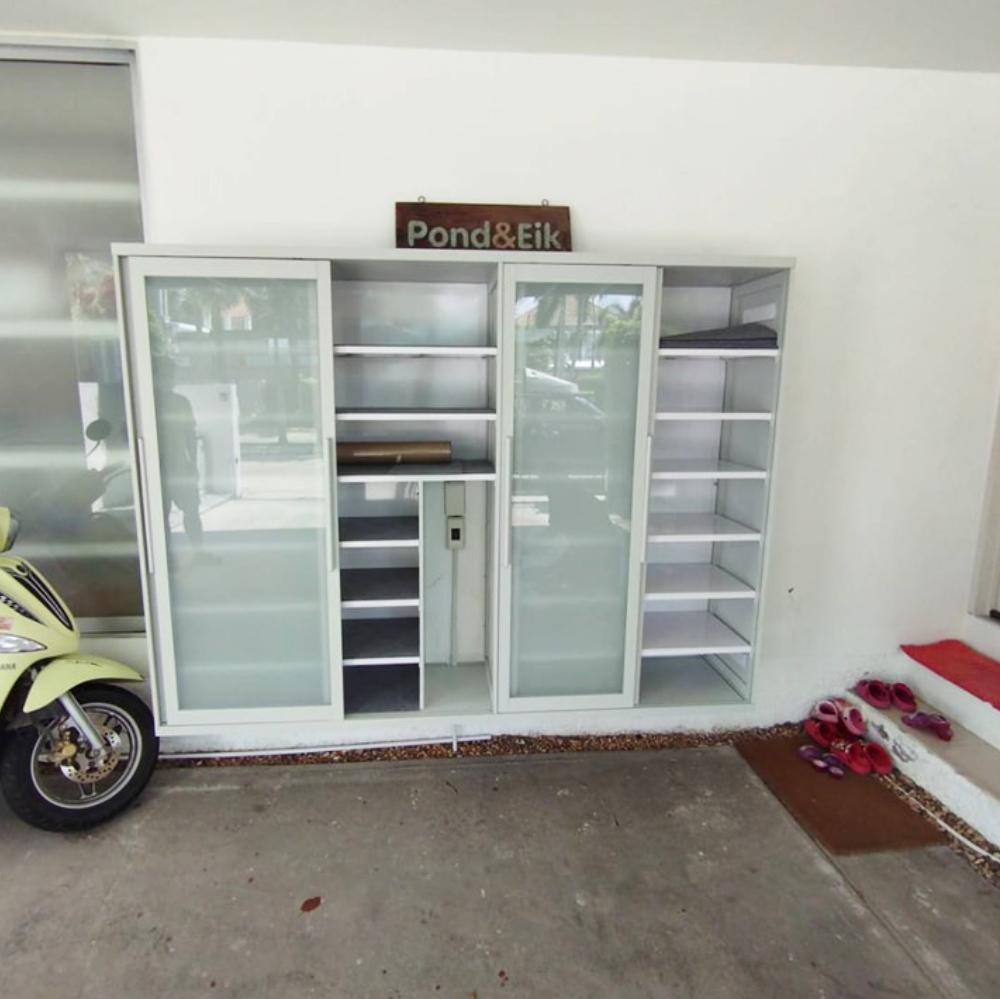 ตู้รองเท้า บานเลื่อนกระจก