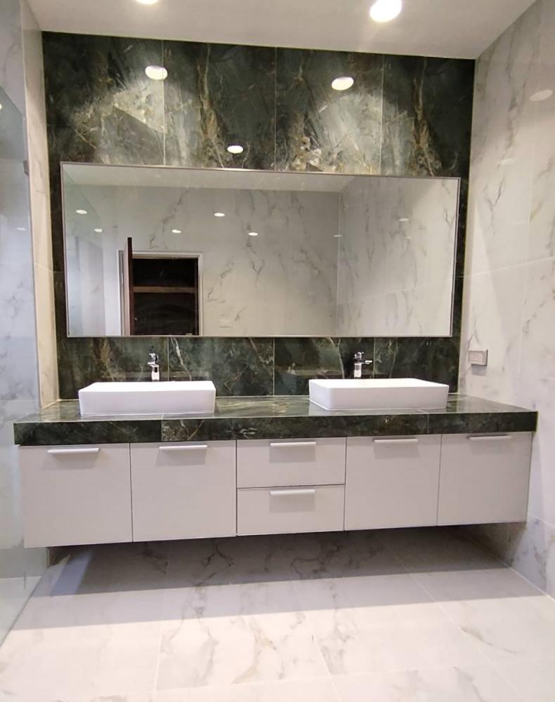 ตู้ใต้อ่างลัางหน้า บานอบสีควันบุหรี่