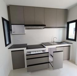 ชุดครัวปูนบานซิงค์ บานอบสีเทา