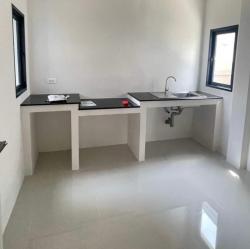 ชุดครัวปูนบานซิงค์ บานอบสีเทา