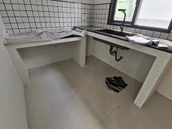 ชุดครัวปูนบานซิงค์ บานอบสีดำ