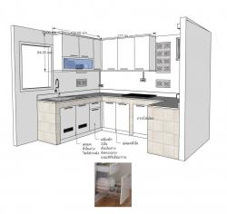 ชุดครัวปูนบานซิงค์ บานอบสีมุก