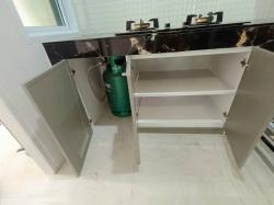 ครัวปูน บานซิงค์ บานอบสีเทา