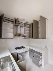 บิ้วอินครัวปูน บานอบสีเทาเทคเจอร์