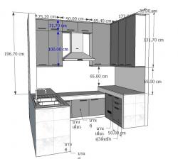 บิ้วอินครัวปูน บานอบสีเทาเทคเจอร์