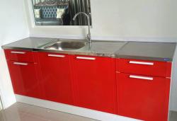 ตู้ครัวสำเร็จรูปรุ่นCLB200s บานสีแดง ท๊อปสีสเตนเลส