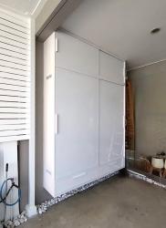 ตู้รองเท้าตู้เก็บของ บานเลื่อนสีขาว