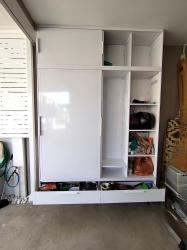 ตู้รองเท้าตู้เก็บของ บานเลื่อนสีขาว